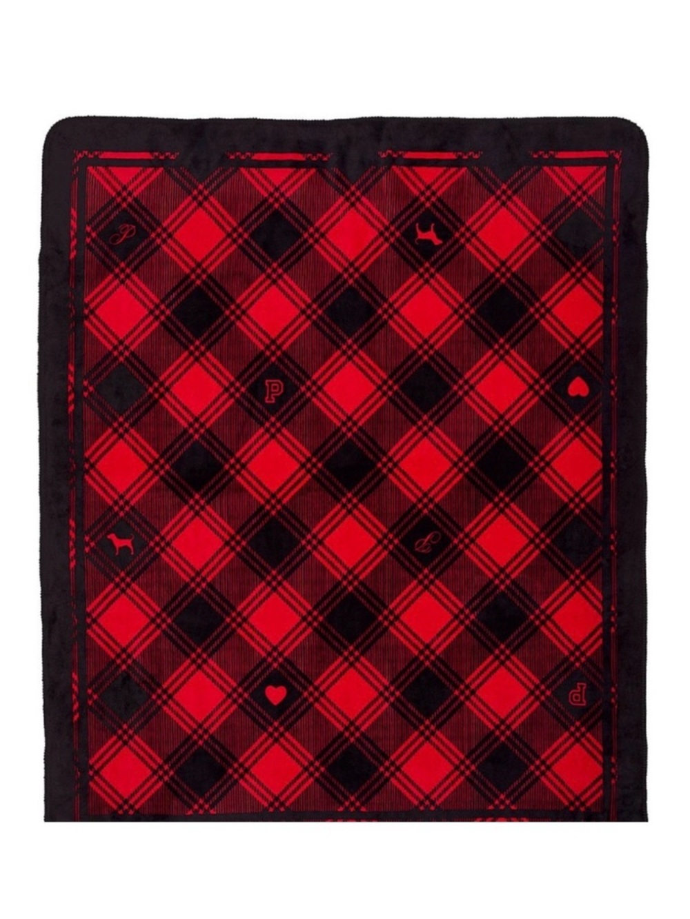 PINK Victoria's Secret Red and Black Plaid Throw Blanket